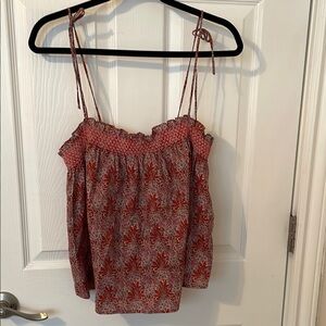 J. Crew Red and White Floral Camisole